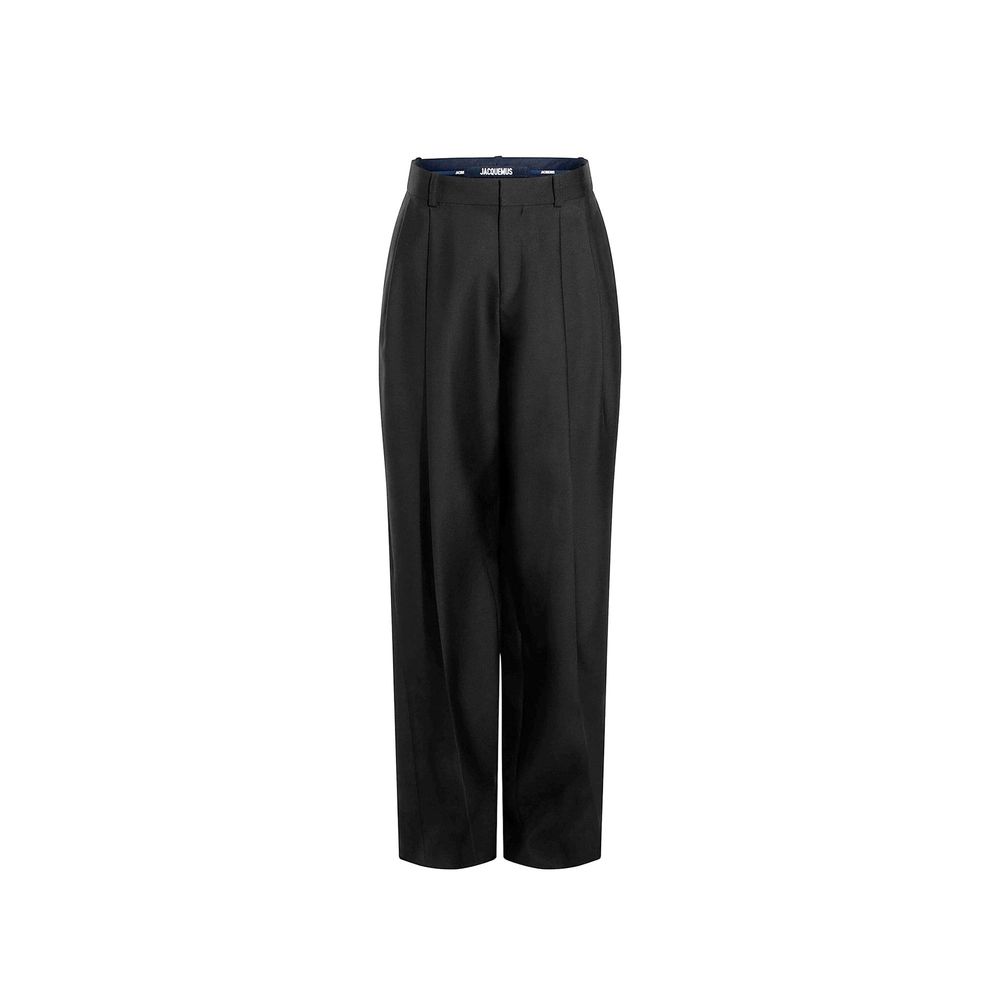 Schwarze ausgestellte Hose aus Wollmischung