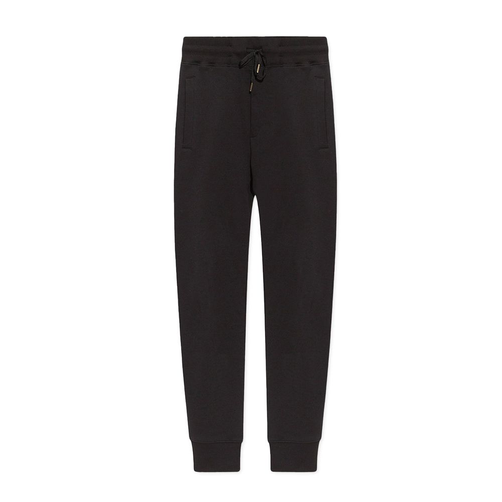Black Cotton Joggers with Embroidered Logo