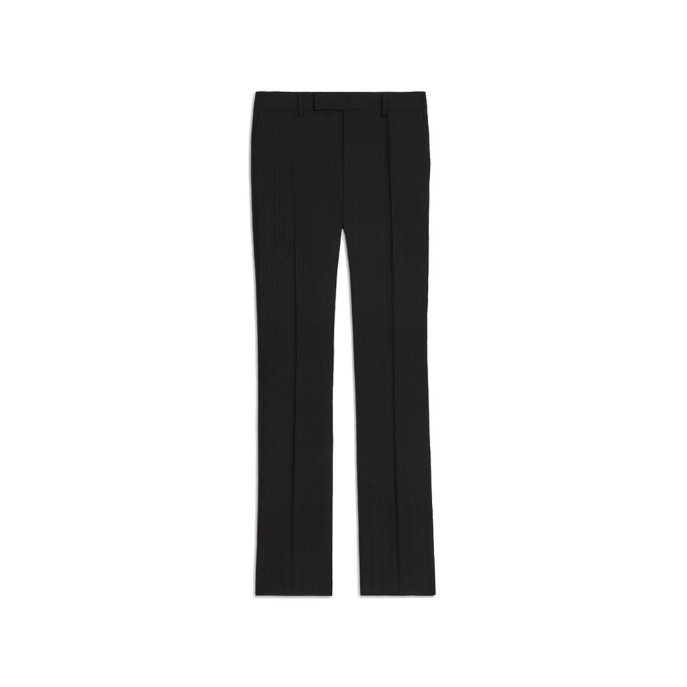 Schwarze ausgestellte Hose aus Wolle mit Taschen