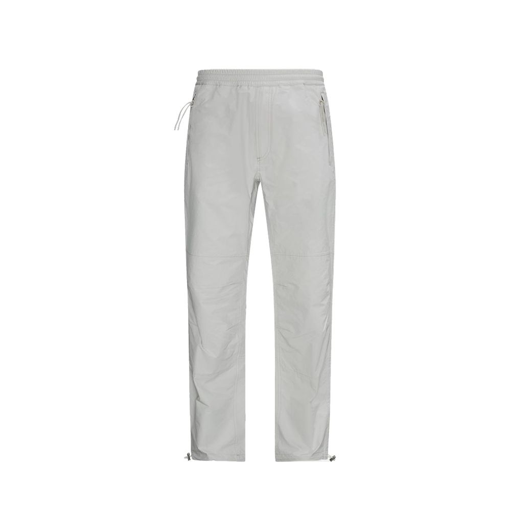 Gray Synthetic Athletic Pants with Drawstring Hem