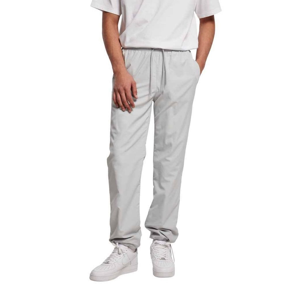 Gray Synthetic Athletic Pants with Drawstring Hem