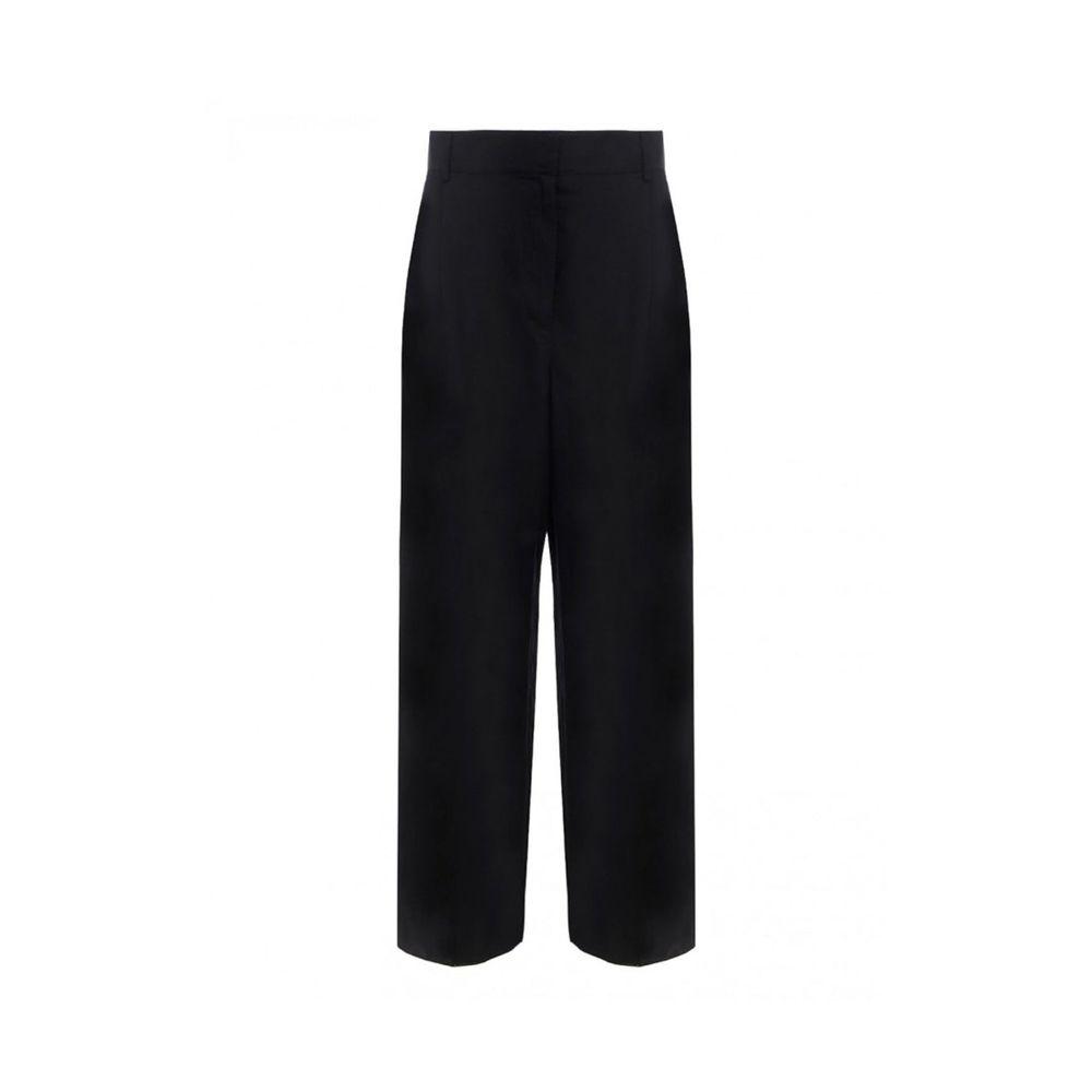 Schwarze Hose aus Seidenleinen mit weitem Bein