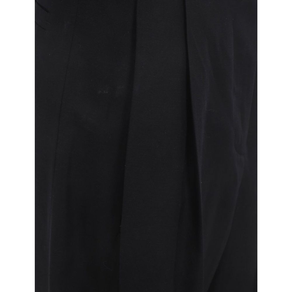 Pantalon décontracté en soie noire Salvatore Ferragamo