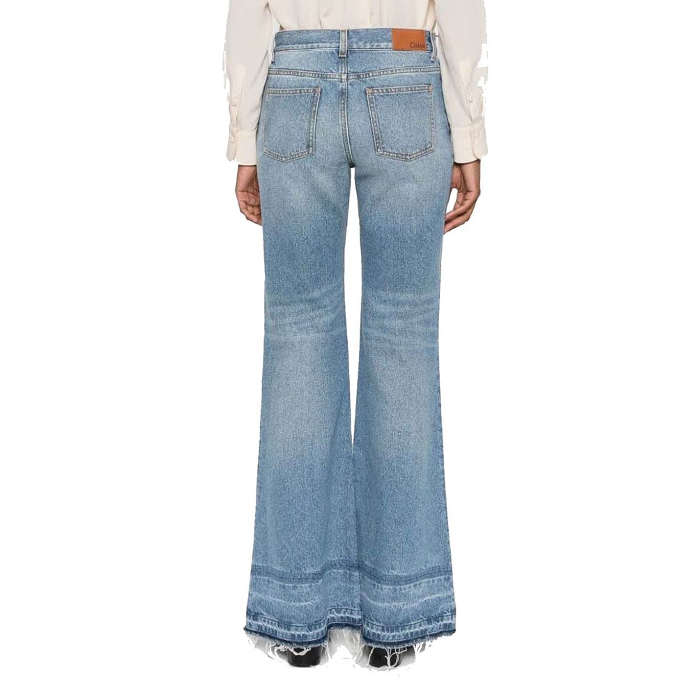 Chloé Blue Cotton Flared Jeans