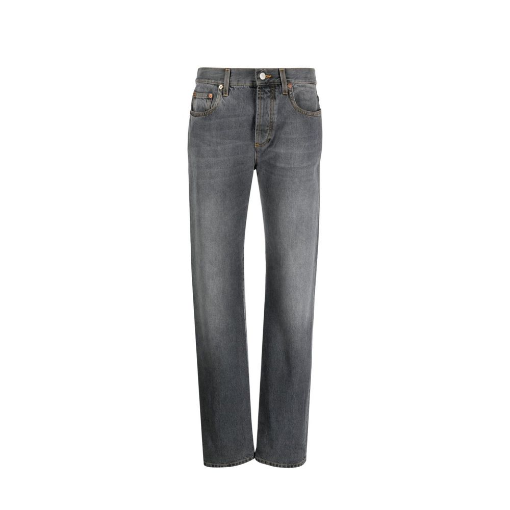 Gray Cotton Oversized Relaxed Fit Jeans