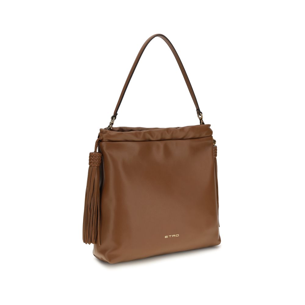 Brown Leather Kalispera Shoulder Bag with Tassels