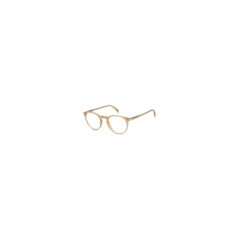 Beige Kunststoff-Rundbrille mit Vollrand
