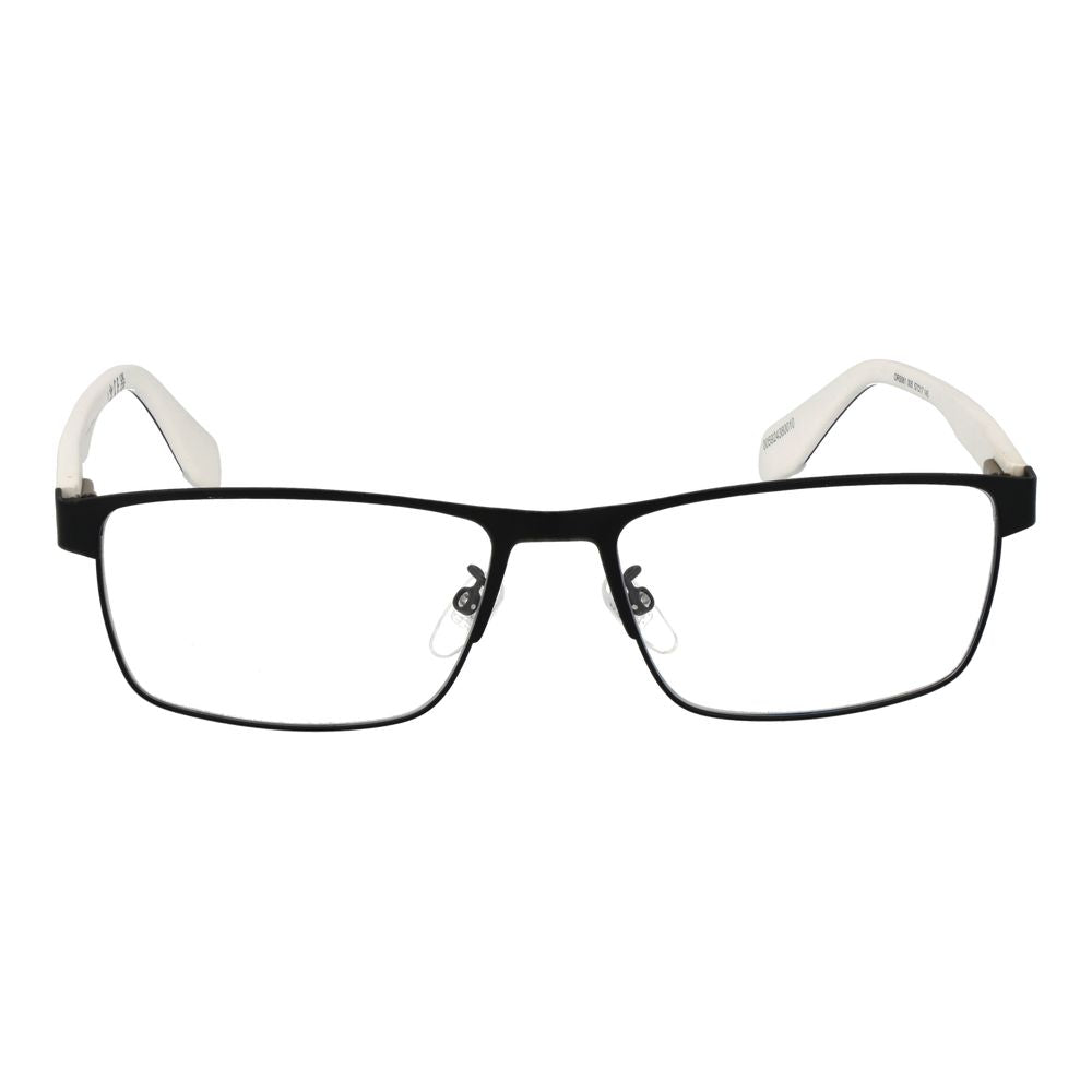Schwarze Vollrand-Rechteckbrille aus Metall mit Federscharnier