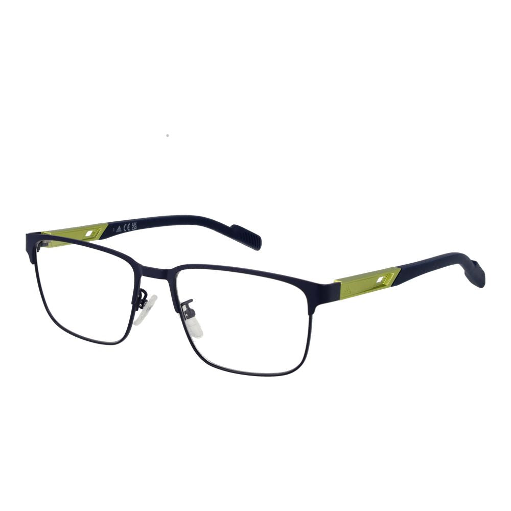 Blaue Metall-Rechteckbrille mit Federscharnier