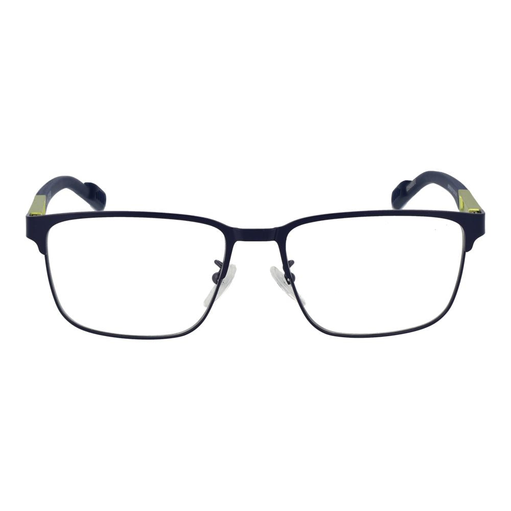 Blaue Metall-Rechteckbrille mit Federscharnier