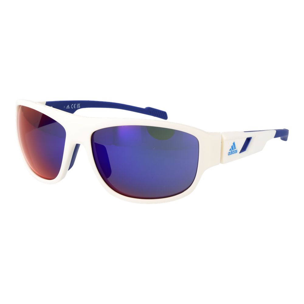 White Synthetic Sunglasses with Mirrored Purple Lenses