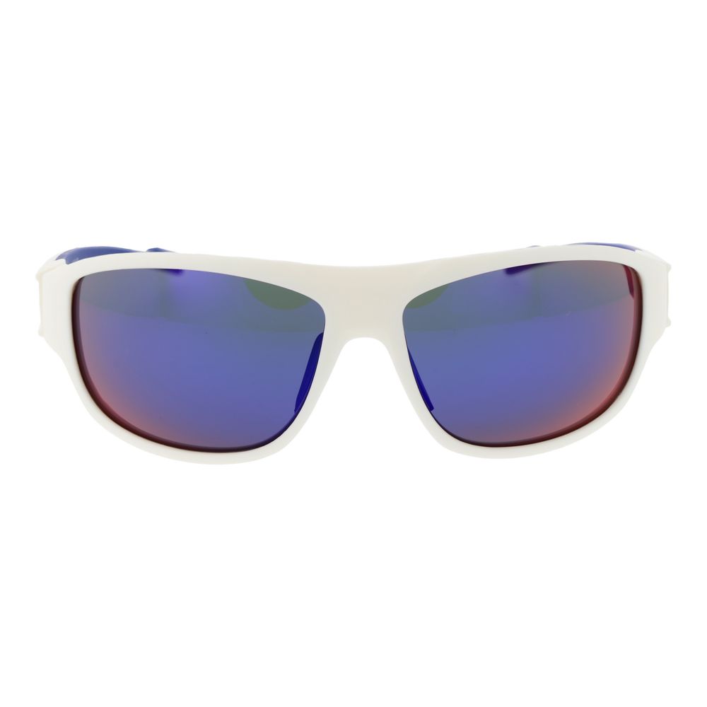 White Synthetic Sunglasses with Mirrored Purple Lenses