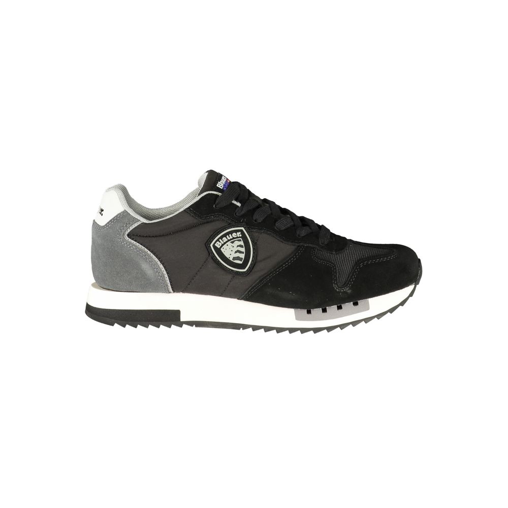 Herren-Sneaker aus schwarzem Kunstleder mit Logo-Detail