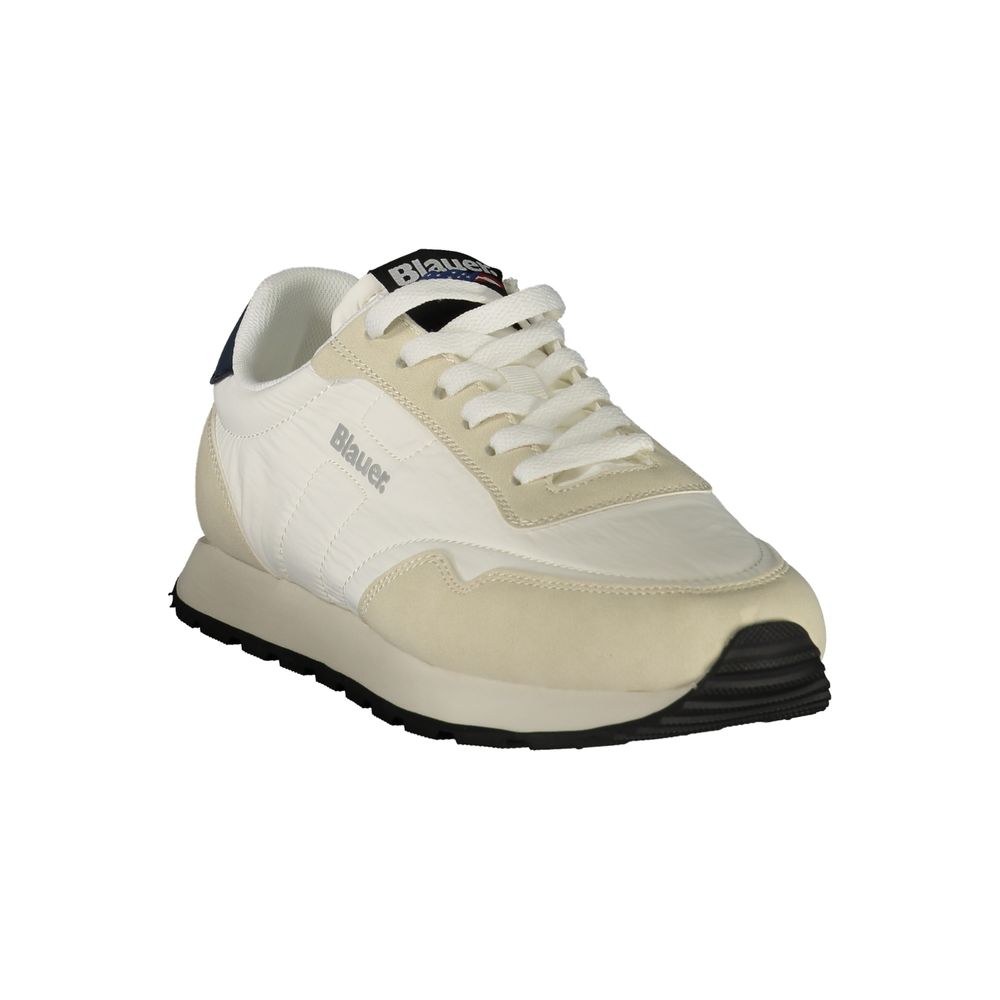 Herren-Sneaker aus weißem Leder und Synthetik mit Glitzerdetails
