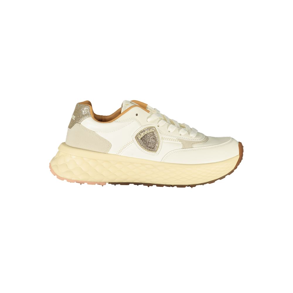 Beiger synthetischer Damen-Sneaker mit Golddetails