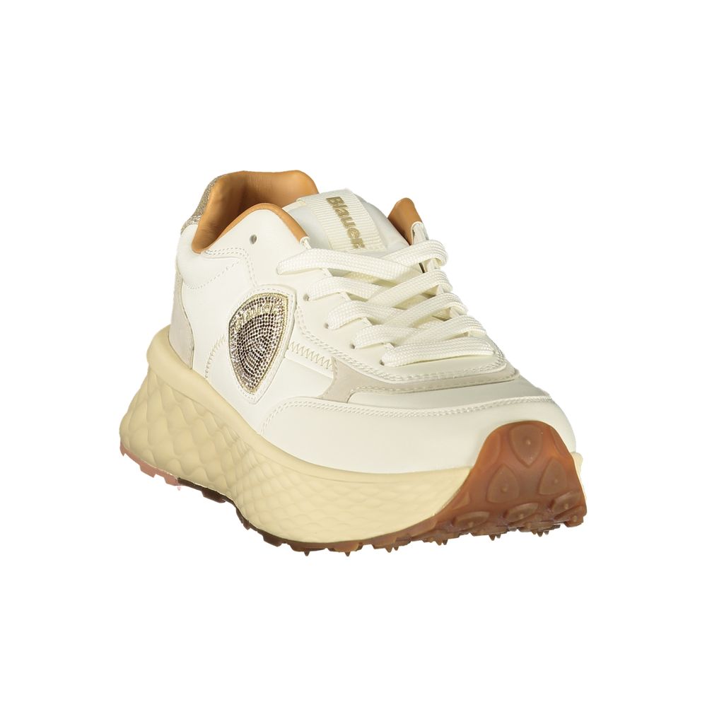 Beiger synthetischer Damen-Sneaker mit Golddetails