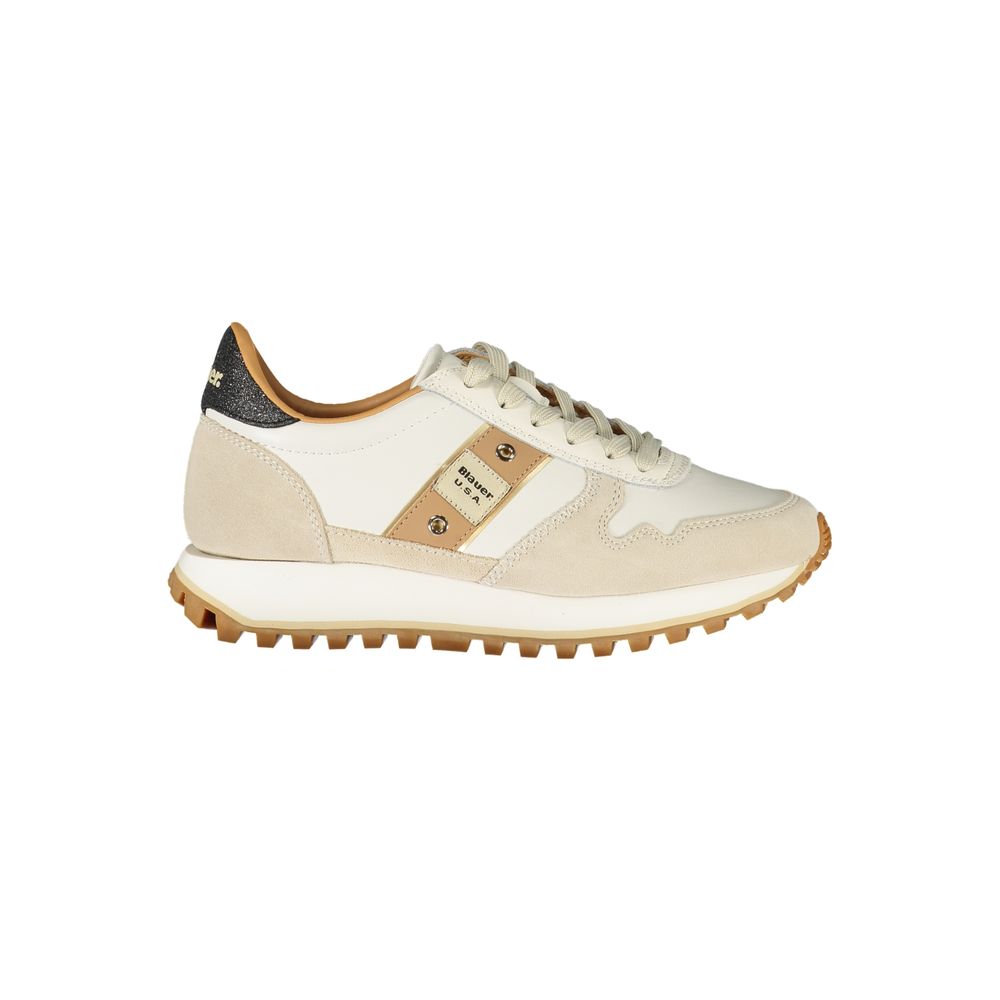 White Leather Sneaker with Glitter Detail by Blauer