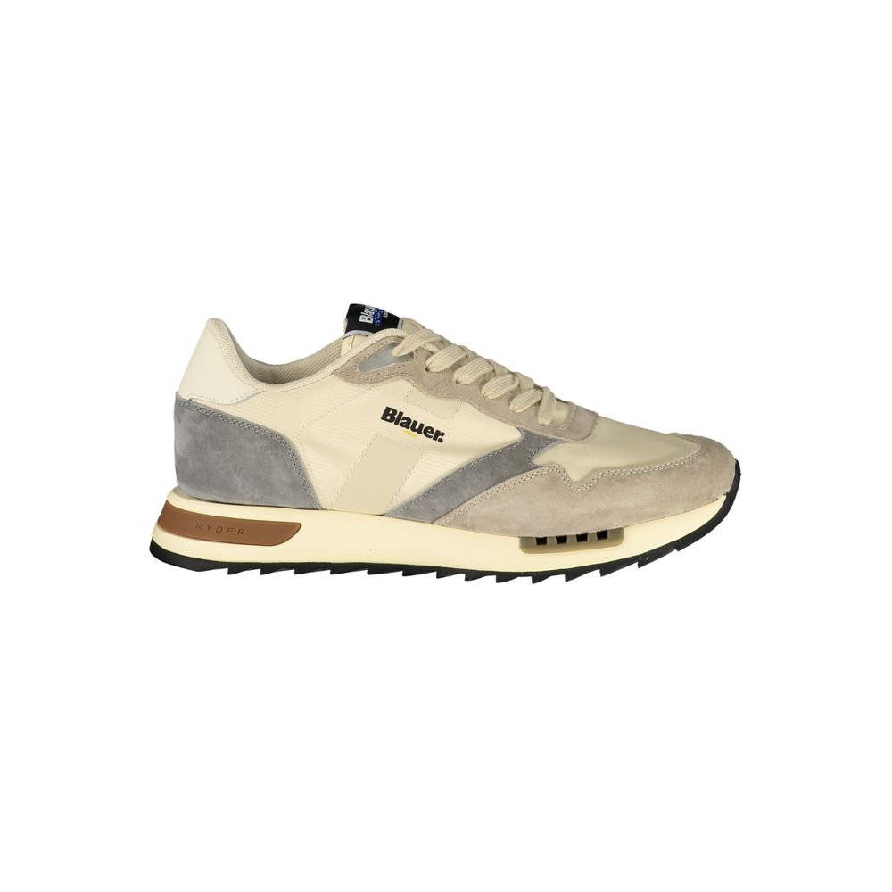 Beiger synthetischer Herren-Sneaker mit Logo-Detail