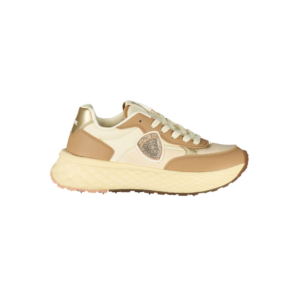 Brown Synthetic Women's Sneaker with Logo Applique