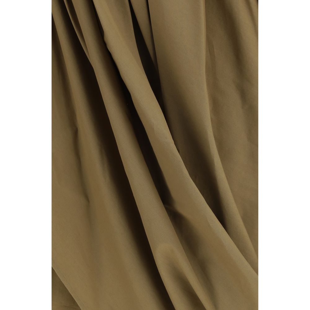 Bicolor Cotton Midi Wrap Skirt with Elastic Waistband