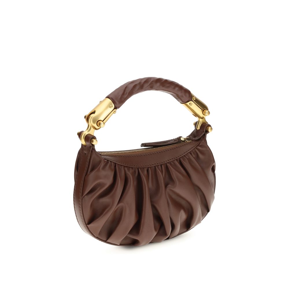 Brown Leather Shoulder Bag with Ebony Leather Handle