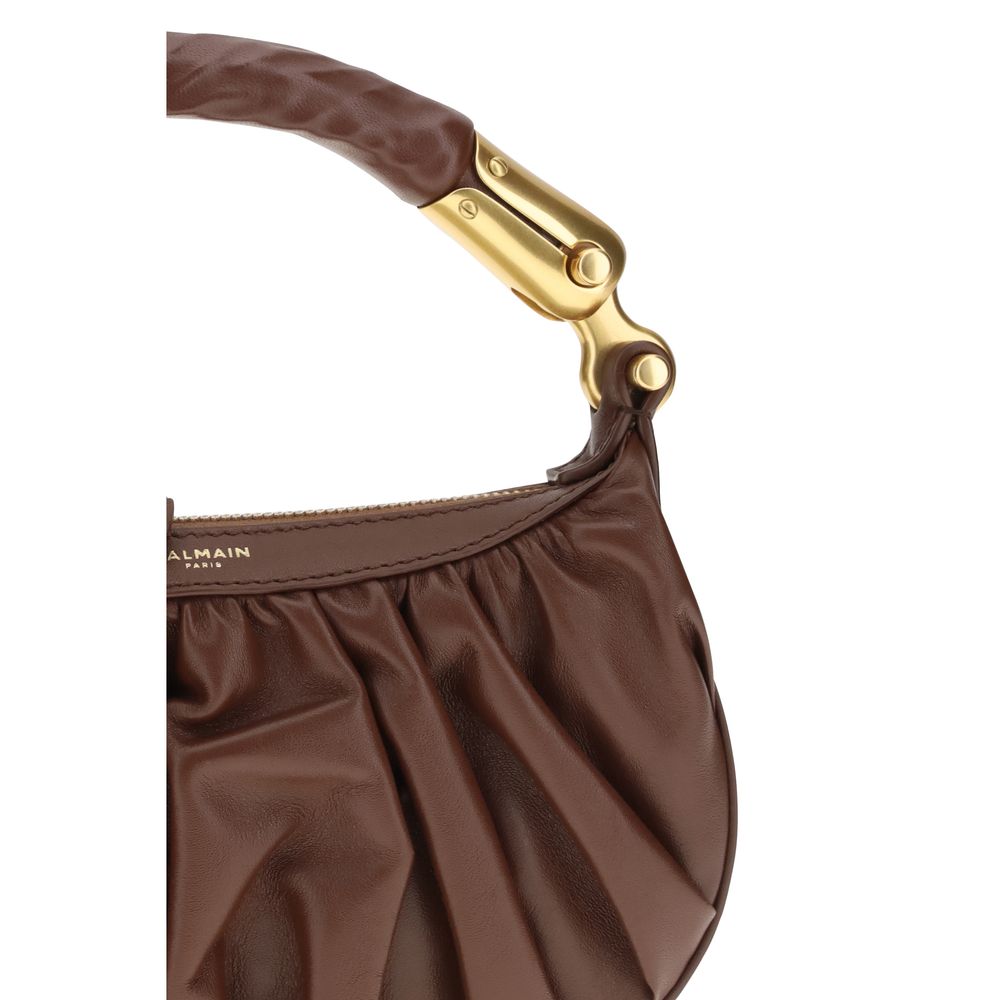 Brown Leather Shoulder Bag with Ebony Leather Handle