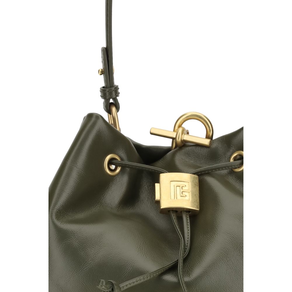Bicolor Leather Backpack with Drawstring Closure