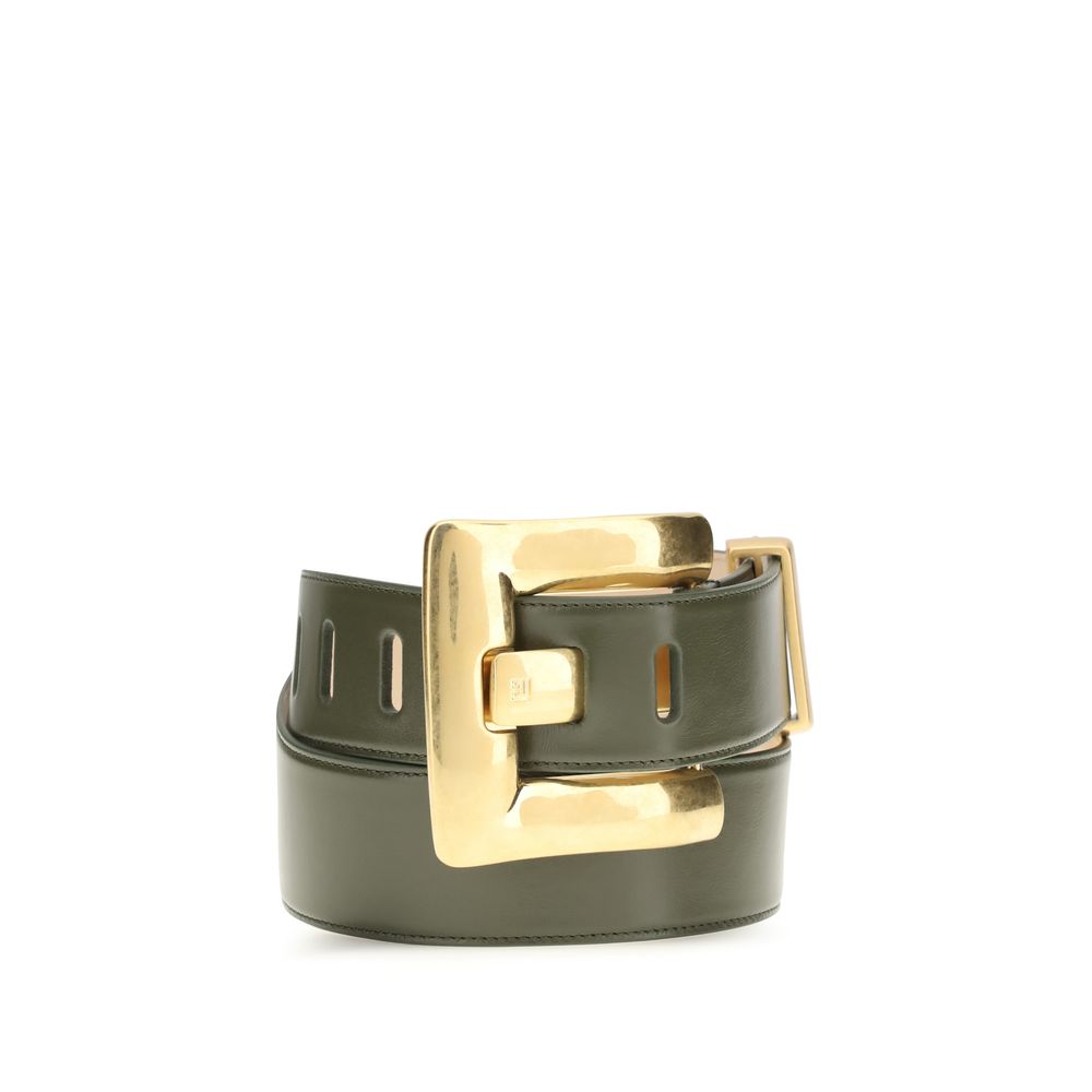 Bicolor-Ledergürtel mit goldfarbener Schnalle