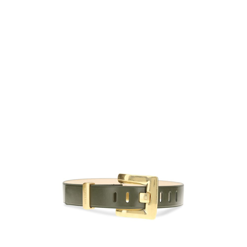 Bicolor-Ledergürtel mit goldfarbener Schnalle