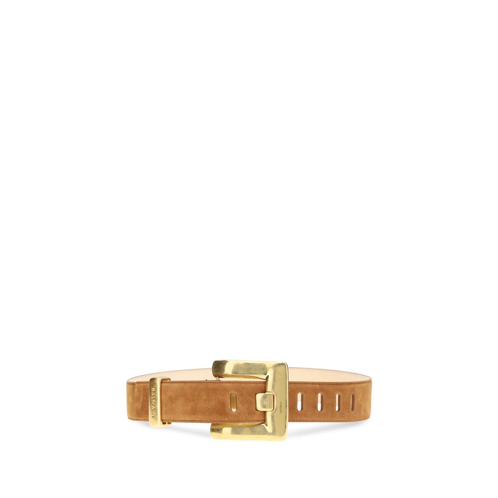 Balmain Brown Calf Leather Regular Belt