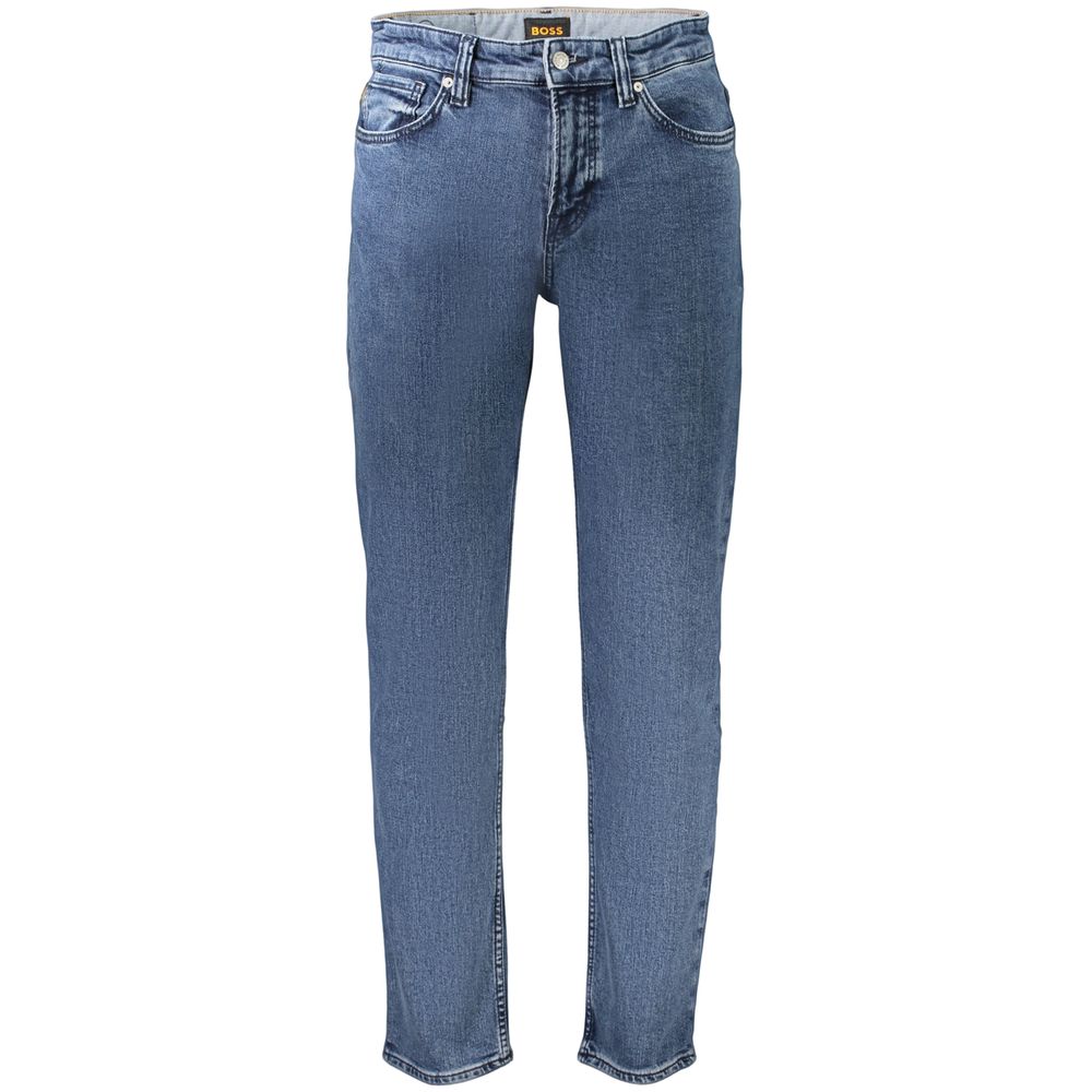 Blaue Baumwoll-Herrenjeans mit ikonischem Boss Logo