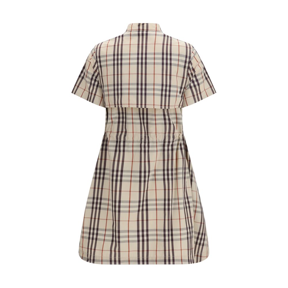 Almond Beige Cotton Dress with Drawstring Waist