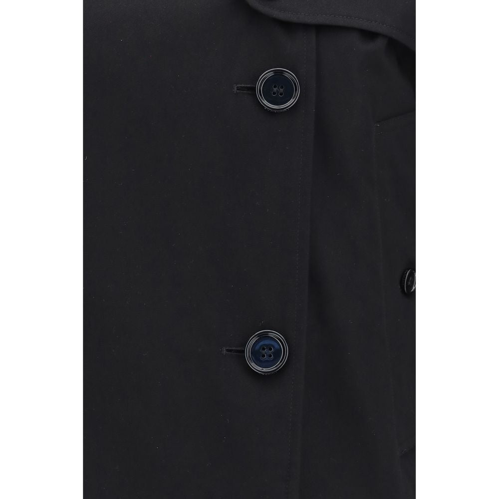 Black Cotton Cropped Trench Coat