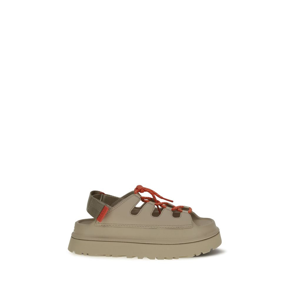 Beige Synthetische Plateau-Sandalen mit Knebelverschluss