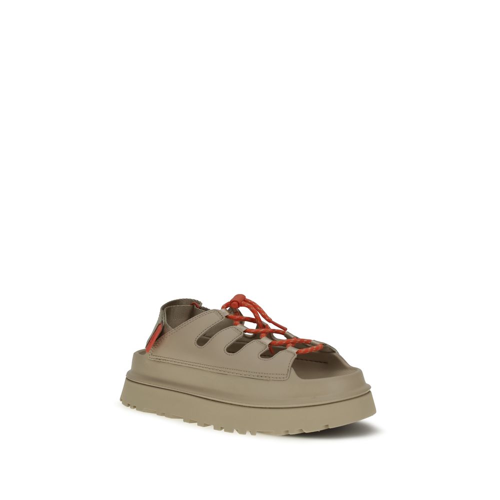 Beige Synthetische Plateau-Sandalen mit Knebelverschluss