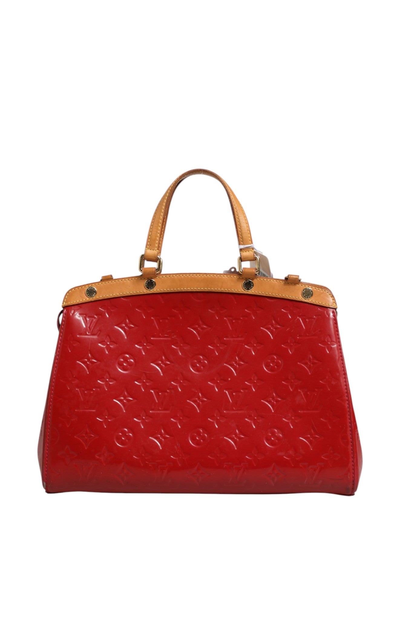 Red Leather Brea MM Monogram Bag with Strap