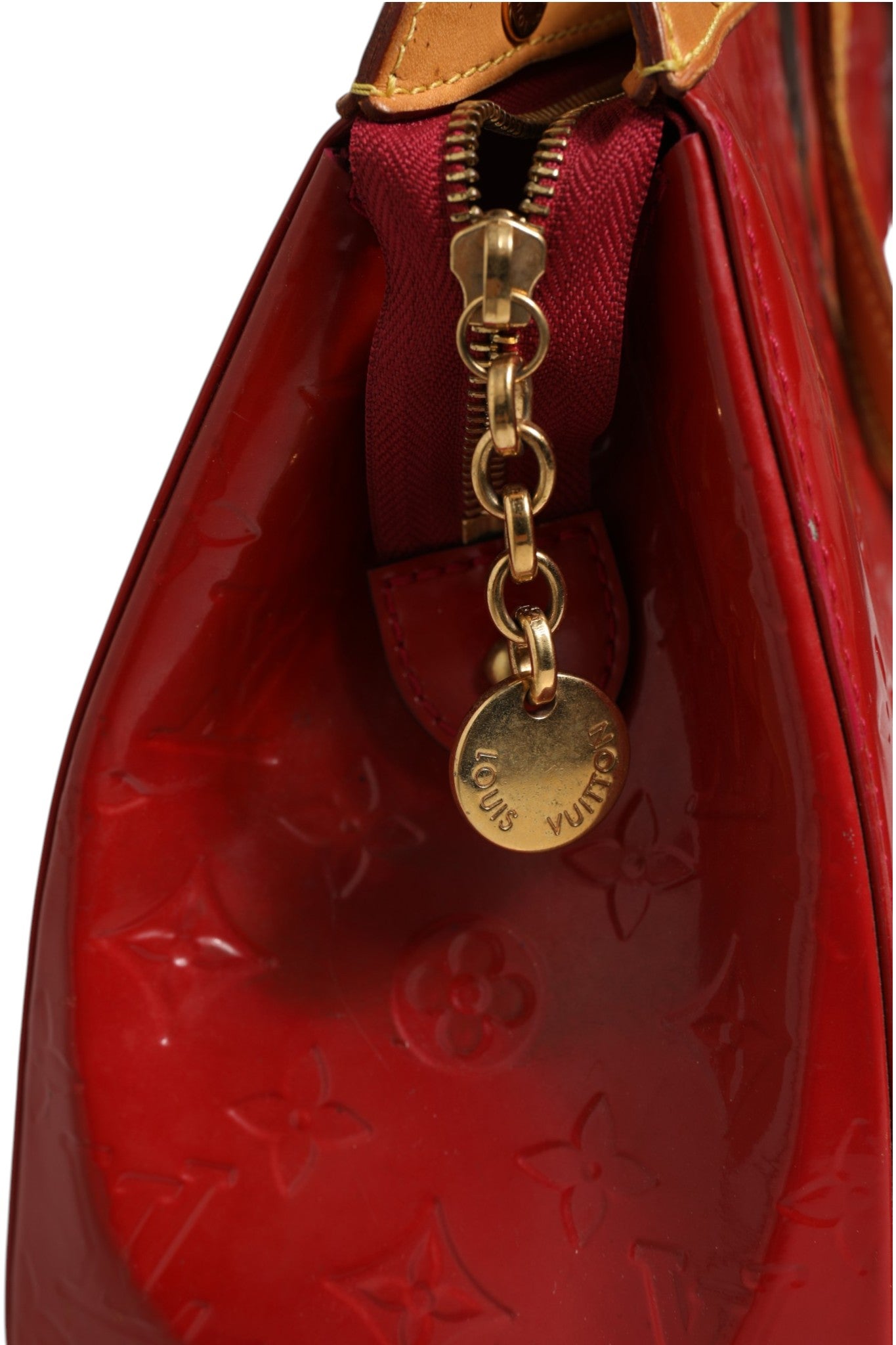 Red Leather Brea MM Monogram Bag with Strap