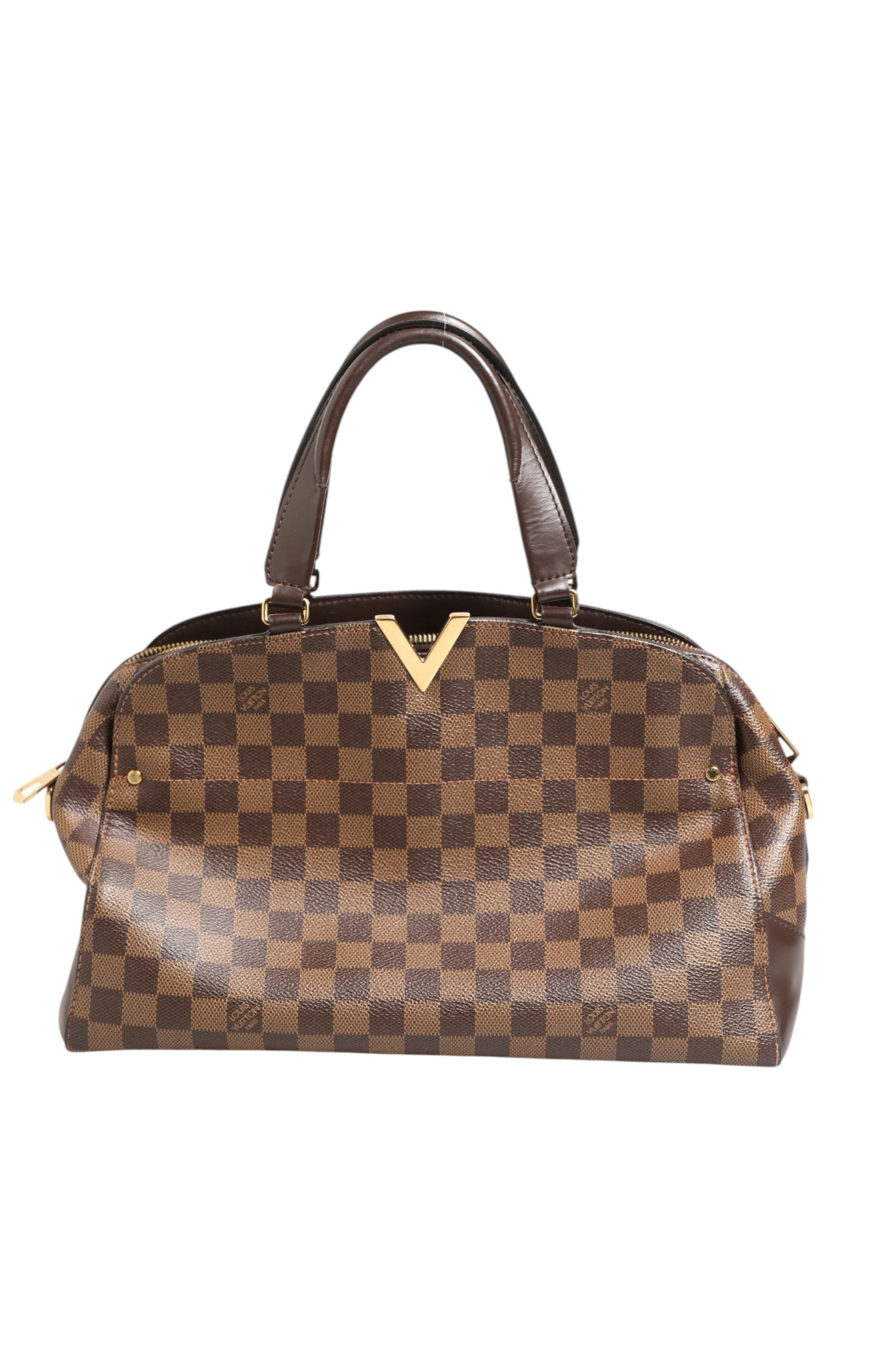 Brown Leather Kensington Bowling Bag Damier Ebene