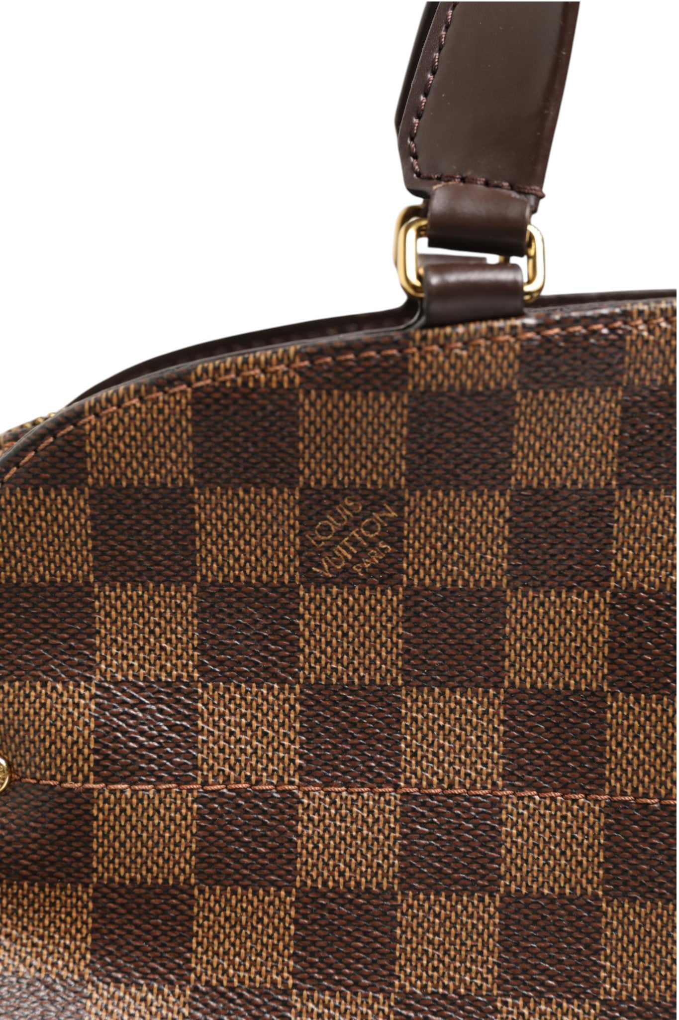 Brown Leather Kensington Bowling Bag Damier Ebene