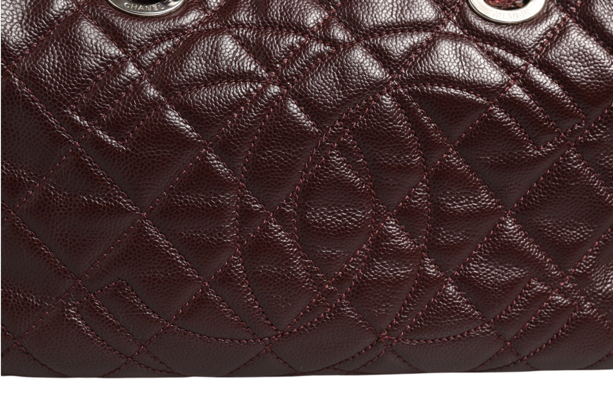 Burgundy Leather Bowler Bag by Chanel