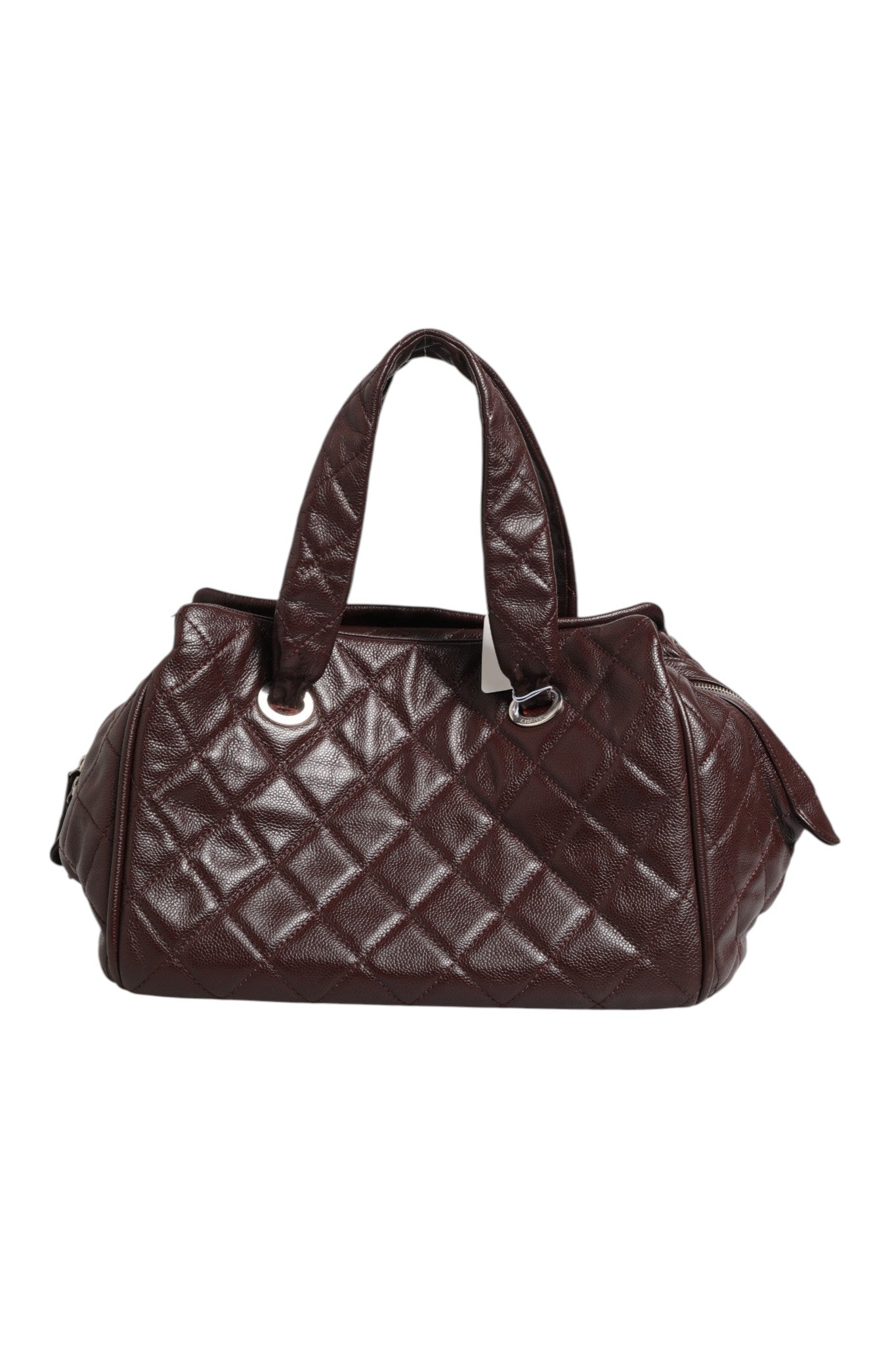Burgundyfarbene Leder-Bowler Bag von Chanel