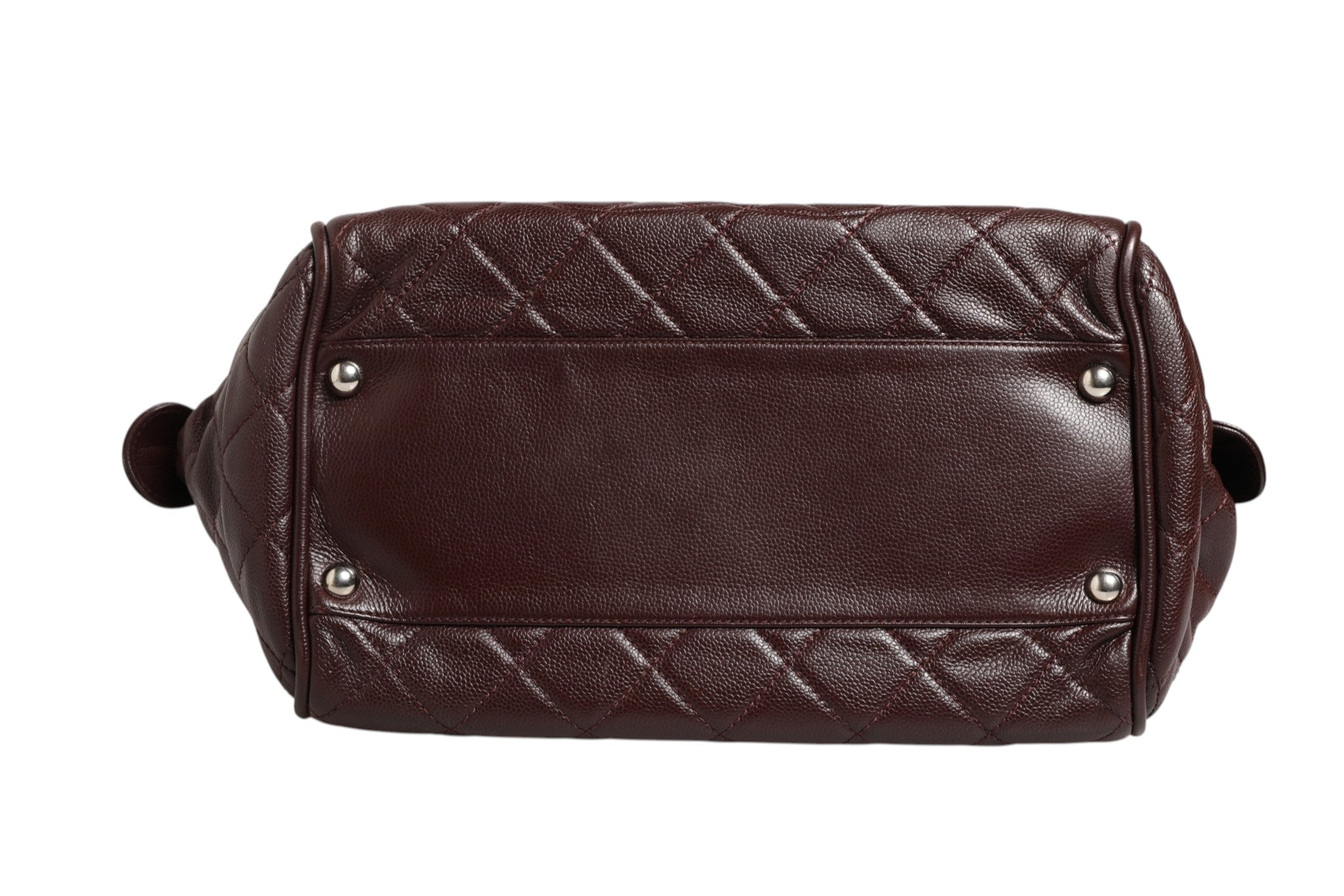 Burgundyfarbene Leder-Bowler Bag von Chanel