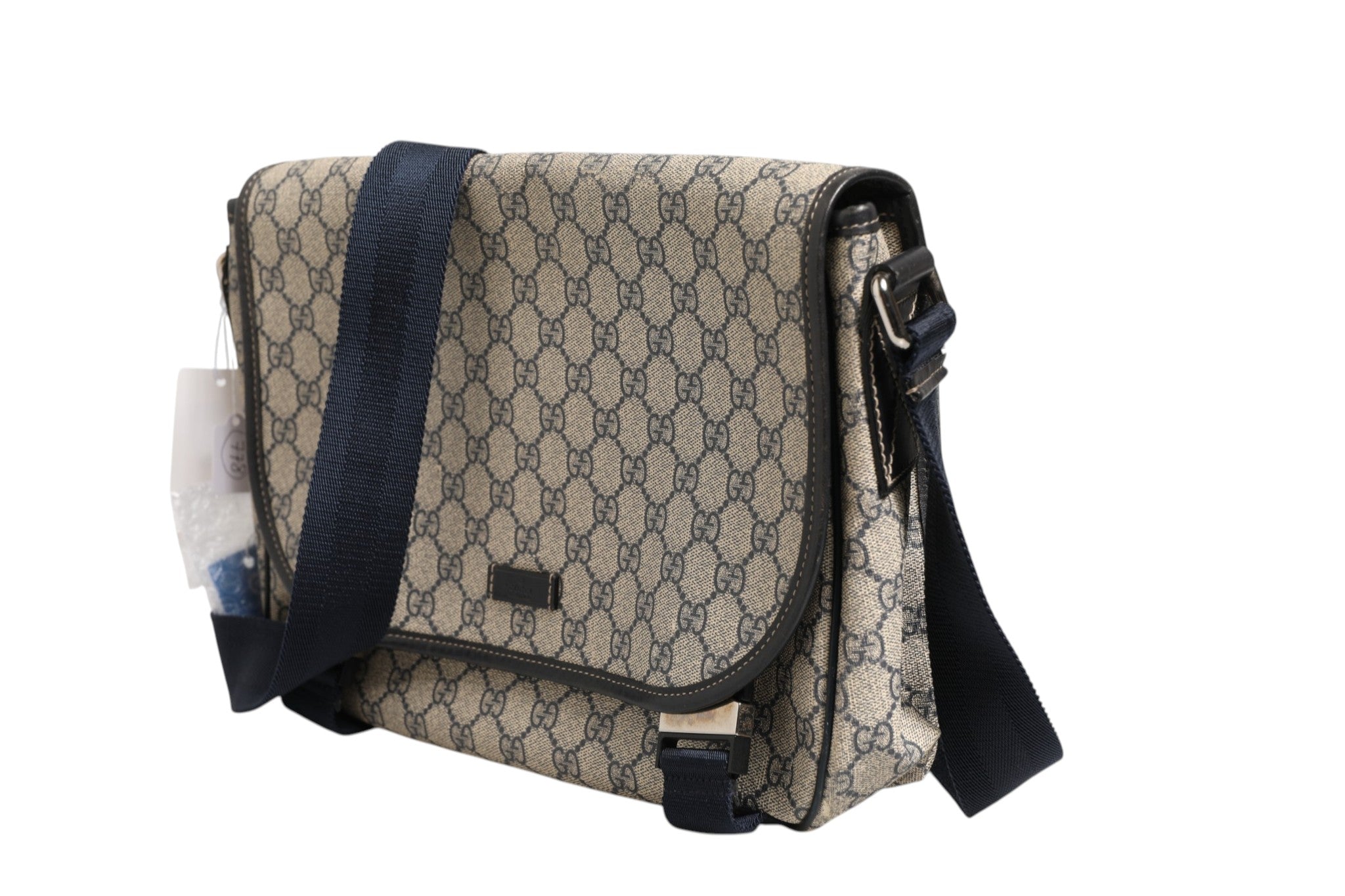 Blaue Gucci Messenger Bag GG Supreme Canvas