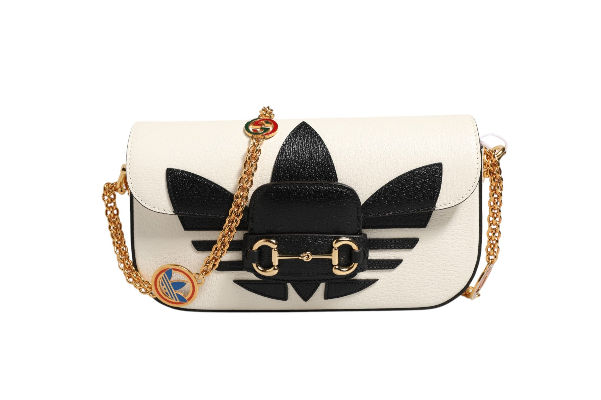 White Leather Gucci x Adidas Horsebit 1955 Shoulder Bag