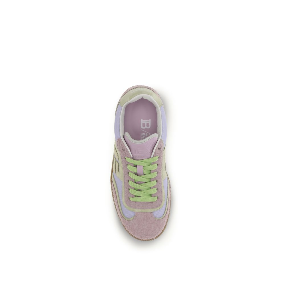 Multicolor Leather Balmain Swan Sneakers with Logo Detail