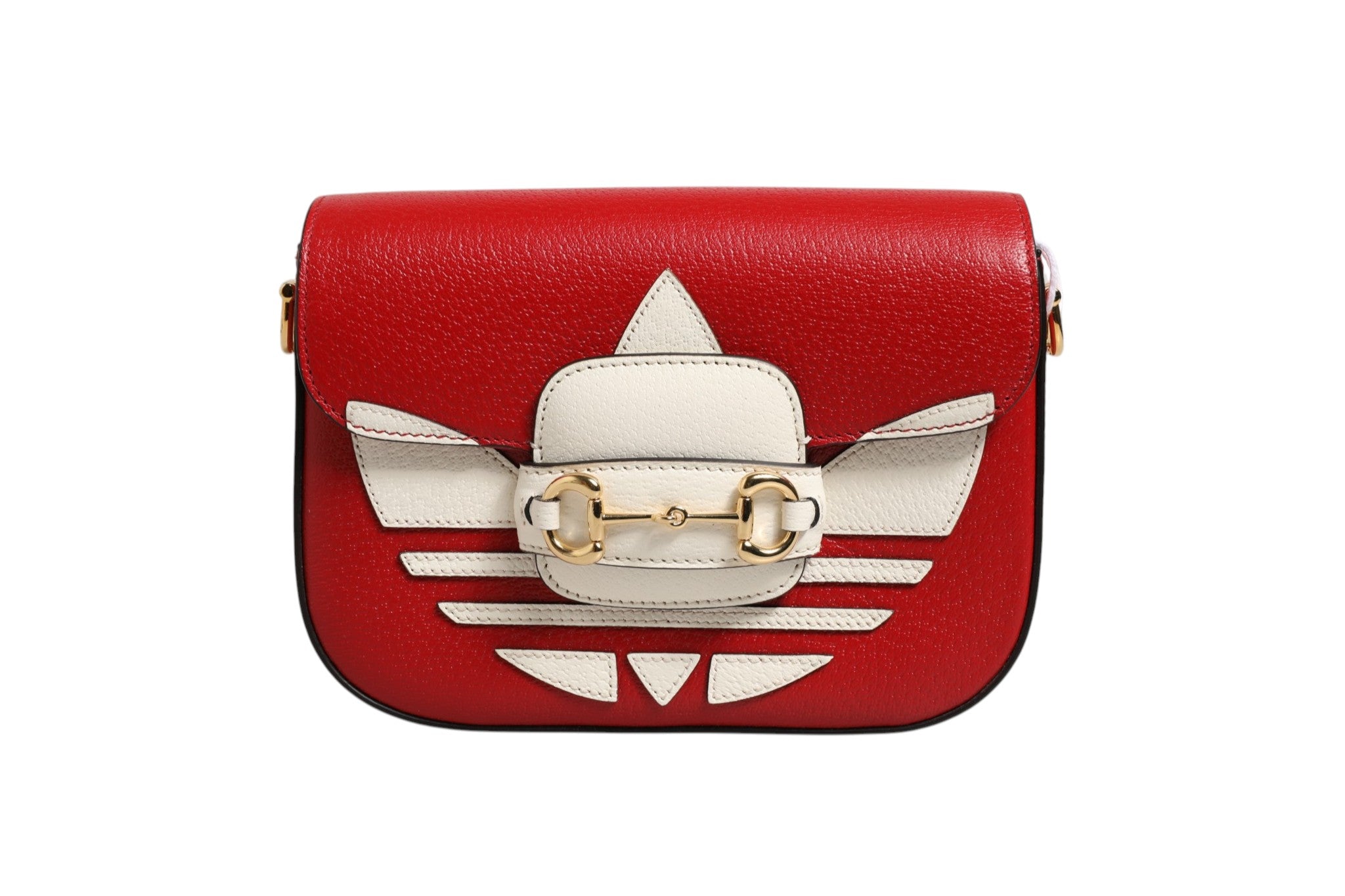 Red Leather Gucci x Adidas Horsebit 1955 Shoulder Bag
