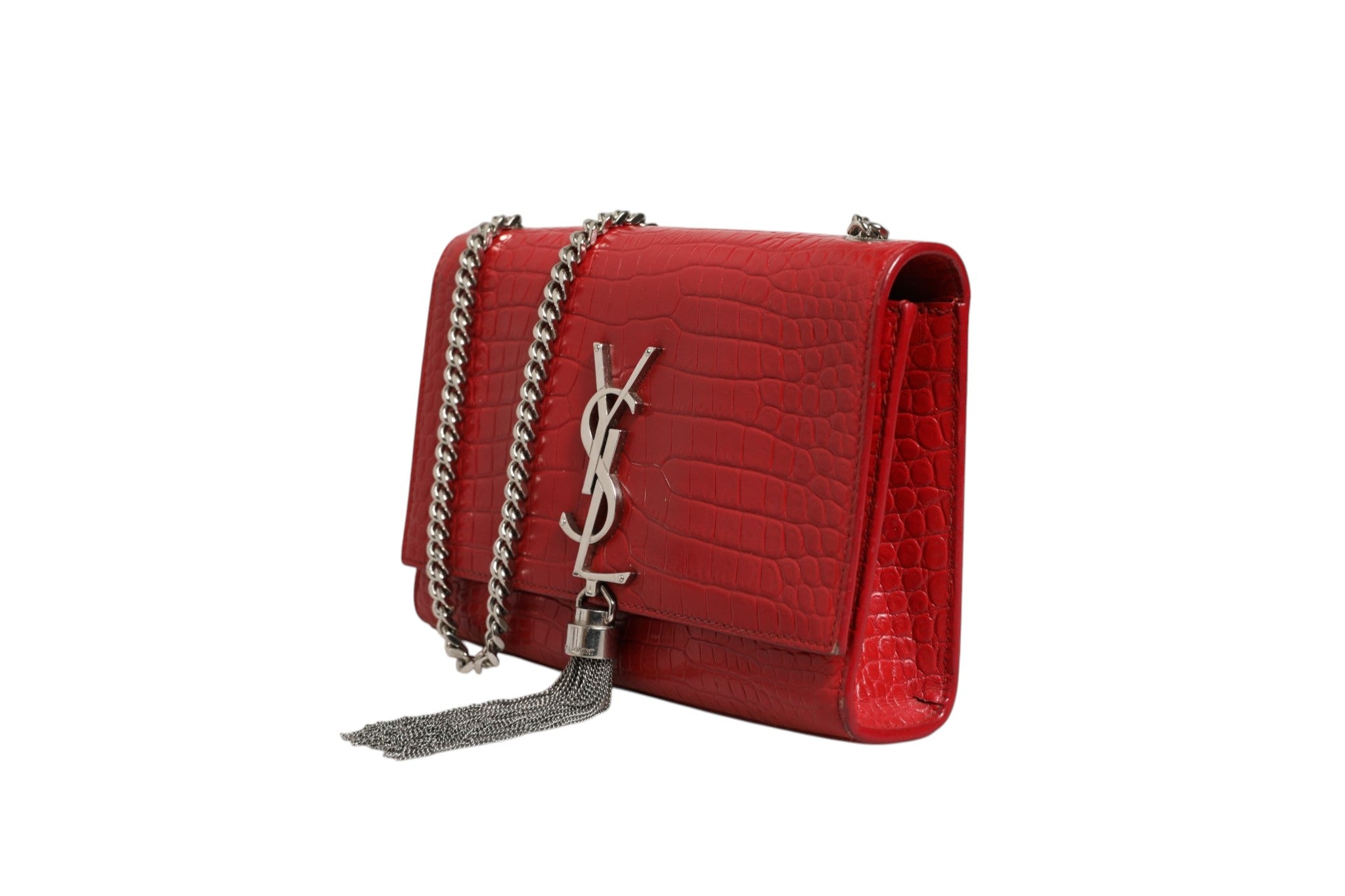 Red Leather Kate Tassel Chain Bag