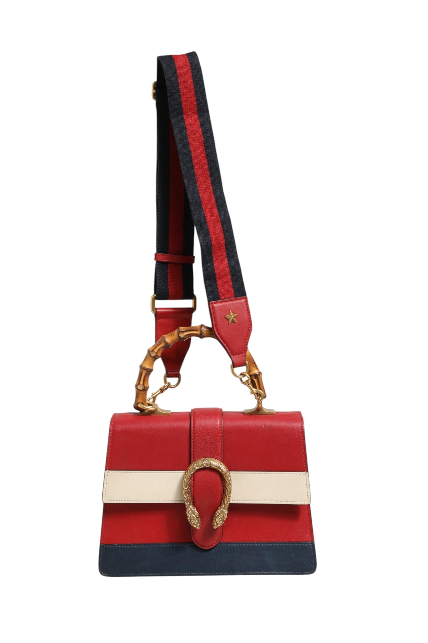 Gucci Dionysus Bambus mittlere Henkeltasche Weiß Blau Rot