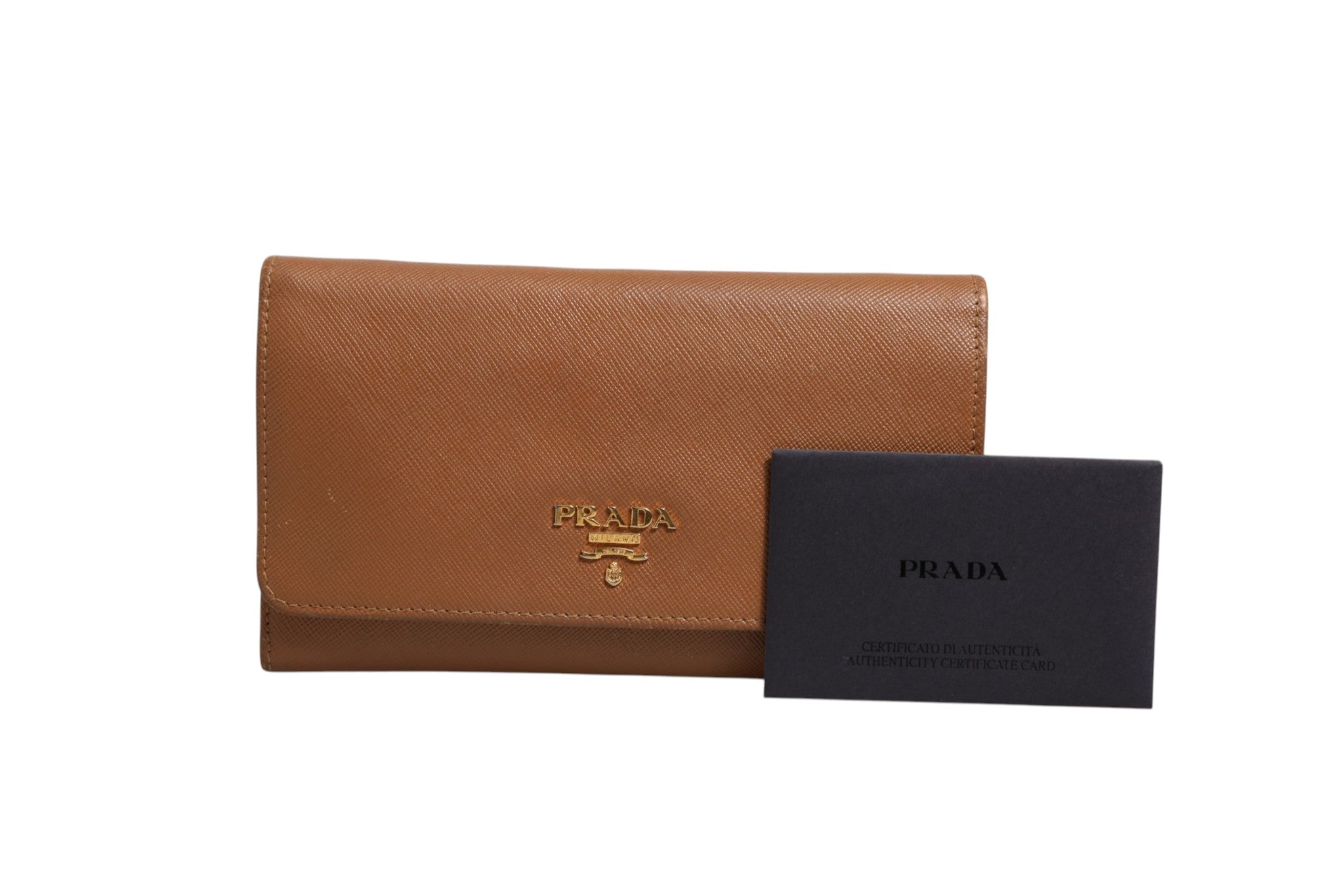 Prada Portemonnaie-Riemen in Braun und Gold