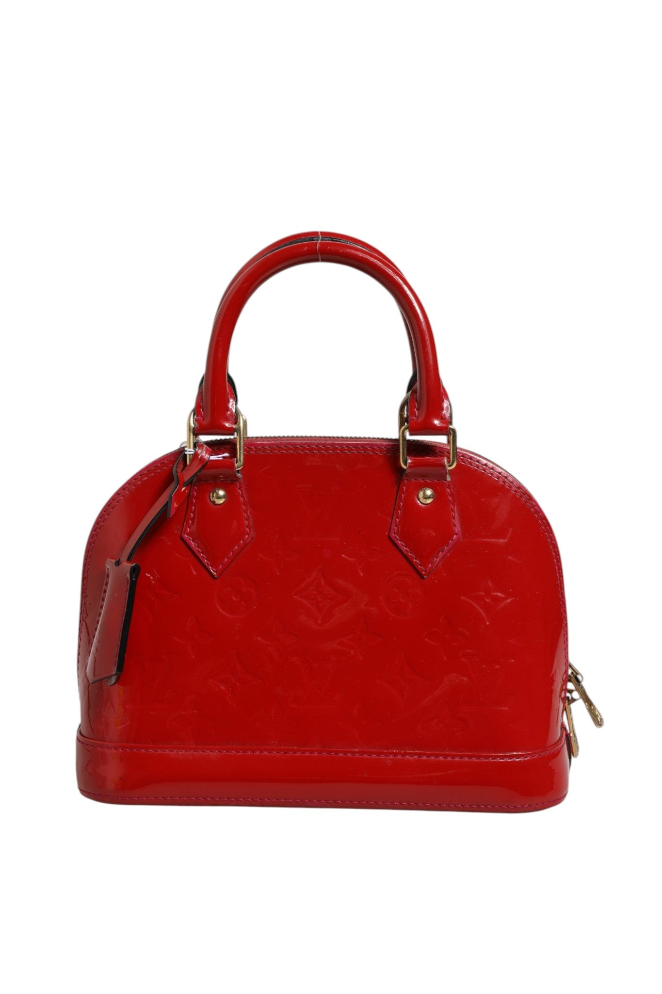 Ruby Red Leather Alma BB Bag with Strap Vernis Finish